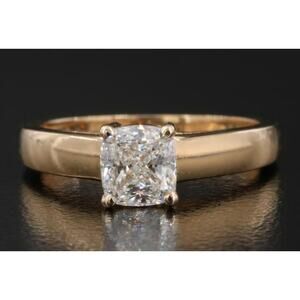GIA Certified 1.01 CT Internally Flawless Cushion Cut Diamond Solitaire Ring 18K